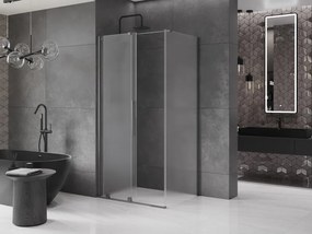 Mexen Velar, sprchový kút s posuvnými dverami 110 x 75 cm, 8mm sklo námraza, grafit brúsený, 871-110-075-31-66
