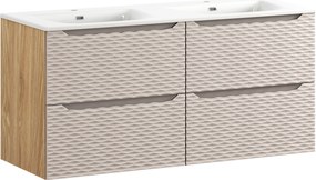 Comad Kúpeľňová skrinka s keramickým dvojumývadlom Ocean Beige 120 cm - béžová