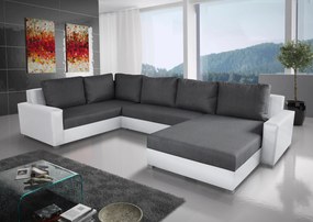 Rohová sedačka v tvare U Banno (tmavosivá + biela) (L). Akcia -20%. Vlastná spoľahlivá doprava až k Vám domov. 1030826