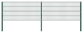 Plotový panel so stĺpikmi, železo 3,4x0,8 m, zelený