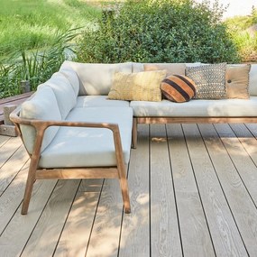 Hnedá čalúnená záhradná pohovka (do L) Biam – WOOOD