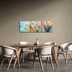 Obraz - Pšenica, abstrakcia (s hodinami) (90x30 cm)