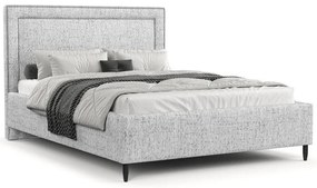 Svetlosivá čalúnená dvojlôžková posteľ s úložným priestorom s roštom 180x200 cm Baleine – Maison de Rêve