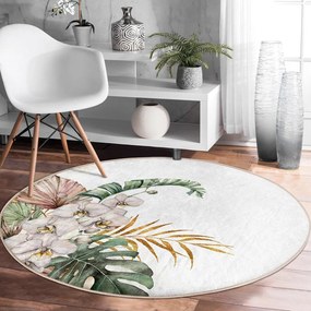 Krémovobiely prateľný okrúhly koberec vhodný pre robotické vysávače ø 120 cm Comfort – Mila Home