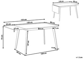Rozkladací jedálenský stôl 120/155 x 80 cm biela/svetlé drevo MEDIO Beliani