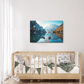 Obraz - Lode na jazere Braies (90x60 cm)