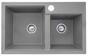 Gamma Modern 8020, 2-komorový granitový drez 795x495x210 mm, šedá, GMA-KAT00048