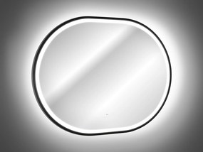 Comad Závesné zrkadlo s LED osvetlením Apollo 2 Black 90x70 cm s pohybovým senzorom, čierna