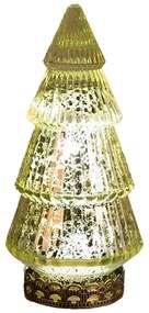 Zelený sklenený dekoračný svietiaci stromček LED Tree - Ø 8*16 cm