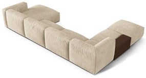 Béžová zamatová modulárna rohová pohovka (ľavý roh/do tvaru "U") Martina – Micadoni