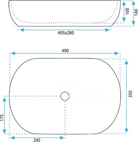 Rea Lisa, umývadlo na dosku 490x350x140 mm, béžová lesklá, REA-U6380