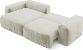 Béžová ženilková rozkladacia rohová pohovka (ľavý roh/s leňoškou) Kuki – Makamii