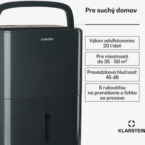 Klarstein DryFy20 Odvlhčovač vzduchu 420W 20l/d 230m³/h 35-50m² DrySelect 45dB Sivá