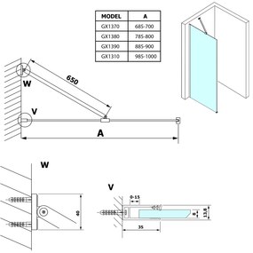 Gelco Gelco, VARIO BLACK jednodielna sprchová zástena na inštaláciu k stene, dymové sklo, 700 mm, GX1370GX1014