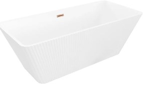 Mexen Tava, voľne stojaca ryhovaná vaňa 170 x 75 cm, biela lesklá, ružové zlato prepad, 52851707500-60