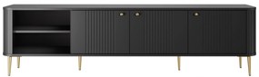 TV stolík Vesper 3D 187 cm - čierny / zlaté nohy
