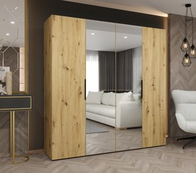 Šatníková skriňa 200 cm Mirabella 2 (dub artisan + čierna). Akcia -19%. Vlastná spoľahlivá doprava až k Vám domov. 1126413