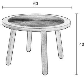 Odkladací stolík z mangového dreva Zuiver Dendron, ⌀ 60 cm