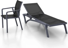 PACIFIC záhradné lehátko dark grey/black