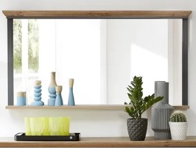 Nástenné zrkadlo s poličkou Jasmin, grafit/dub%