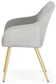 Sada dvoch jedálenských stoličiek ESTELLE zamatové, sivé / zlaté nohy (2 ks)