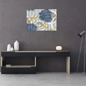 Sklenený obraz - Ruže a kruhy (70x50 cm)
