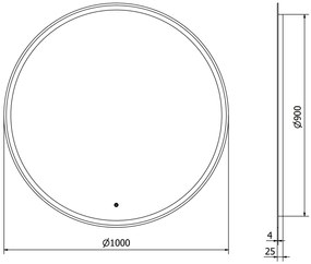 Mexen Gobi, LED okrúhle kúpeľňové zrkadlo s podsvietením 100 cm, 6000K, ochrana proti zahmlievaniu, 9801-100-100-611-00