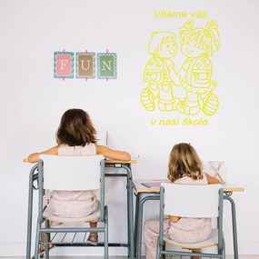 Veselá Stena Samolepka Vítame Vás v našej škole Farba: žltá, Veľkosť: 100 x 70 cm
