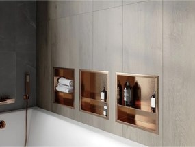 Mexen X-Wall-R, polica na zapustenie s prírubou  30 x 30 cm, medená matná - 19C0303010S