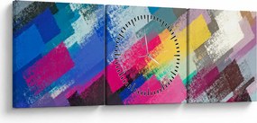 Obraz - Farebné ťahy štetcom (s hodinami) (90x30 cm)