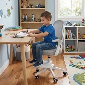 Detská otočná stolička Neoseat JUNI 009 s podnožou — látka, sivá