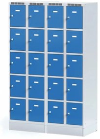 Alfa 3 Šatníková skrinka na sokli s úložnými boxami, 10 boxov, 1920 x 600 x 500 mm, otočný zámok, oranžové dvere