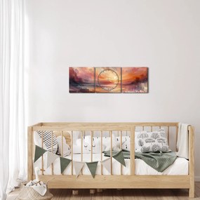 Obraz - Maľované červánky (s hodinami) (90x30 cm)