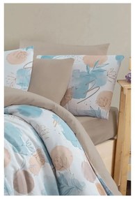 Modro-hnedé 4-dielne predĺžené obliečky na dvojlôžko s plachtou 200x220 cm Magnolia – Mila Home