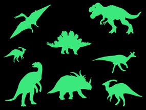 Svietiaci dinosauri nálepky na stenu hárok 20 x 20 cm