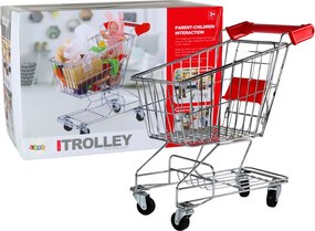 LEAN Toys Kovový nákupný košík Detský košík Strieborný veľký