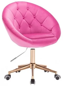 LuxuryForm DESIGN Kreslo VERA VELUR na zlatej podstave s kolieskami - ružové