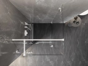 Mexen Lunar T, sklápací sprchový kút ľavý 120 x 120 cm, 8mm číre sklo, biely profil, 834T-120-120-20-00-L