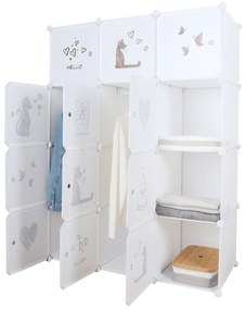 Kondela Detská modulárna skriňa, biela/hnedý detský vzor, KITARO