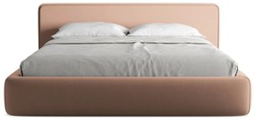 Svetloružová čalúnená dvojlôžková posteľ s úložným priestorom s roštom 180x200 cm Kiana – Makamii