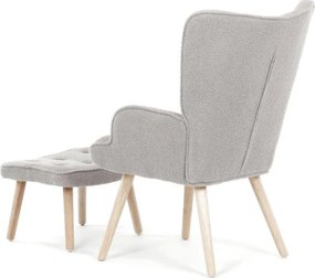 Kreslo sivé bouclé s podnožkou AK-319 GREY2