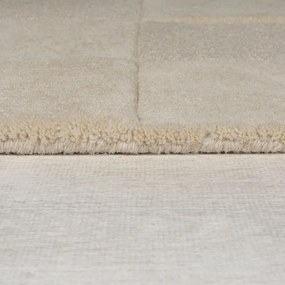Béžový ručne tkaný vlnený behúň 60x230 cm Checkerboard – Flair Rugs