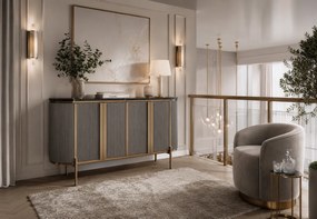 Komoda Stilig ST384 160 cm čierny mramor/grafit/zlatá