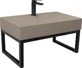 Rea Goya, umývadlo z konglomerátu s čiernou konzolou, 70 cm, béžová, KPL-U4414