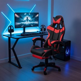 Kancelárska herná stolička s nastaviteľnou opierkou nôh - čierno-červená
