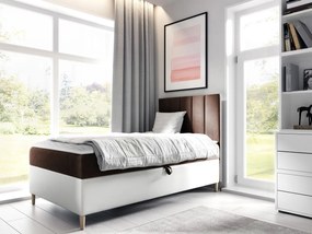 Kontinentálna posteľ Junior Kamire 1, Strana: pravá, Rozmer postele: 80x200, Dostupné poťahy: ekokoža Soft 017 (biela) + Fresh 04