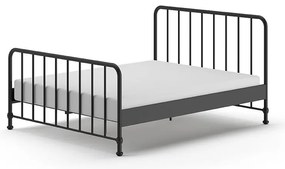 Čierna kovová dvojlôžková posteľ s roštom 160x200 cm BRONXX – Vipack