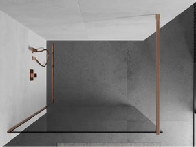 Mexen Kioto, sprchová zásteny typ Walk-In 120 x 200 cm, 8mm číre sklo, medený matný profil, 800-120-101-65-00