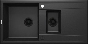 Deante Eridan, granitový drez na dosku 1000x500x208 mm Z/O, 3,5" + priestorovo úsporný sifón, 1,5-komorový, grafitová metalíza, DEA-ZQE_G513