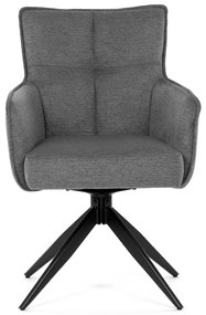 Autronic - Židle jídelní, taštičkové pružiny v sedáku, 180° otočný mechanismus, šedá voděodolná látka, černý kov - DCH-P3170 GREY2 AKCE